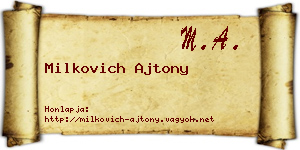 Milkovich Ajtony névjegykártya